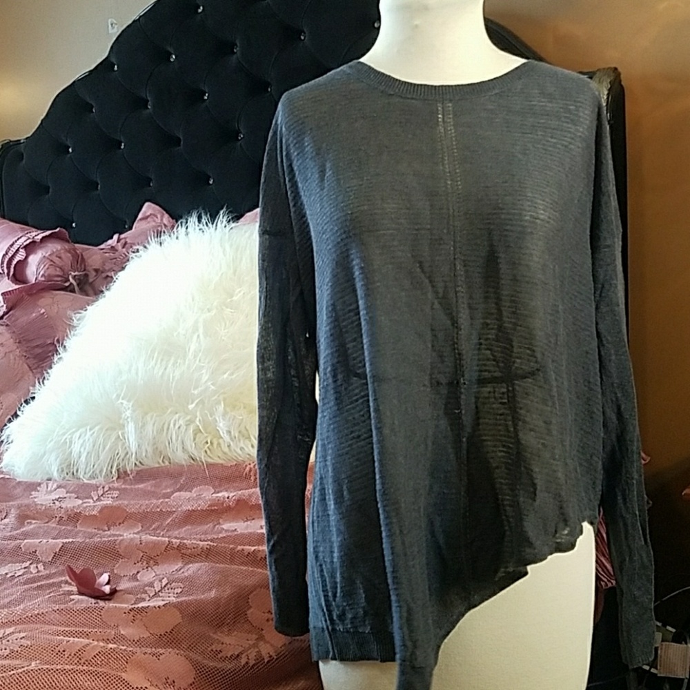 See through grey slant sweater